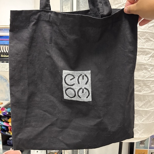 Black Tote Bag with Custom Logo Stamp